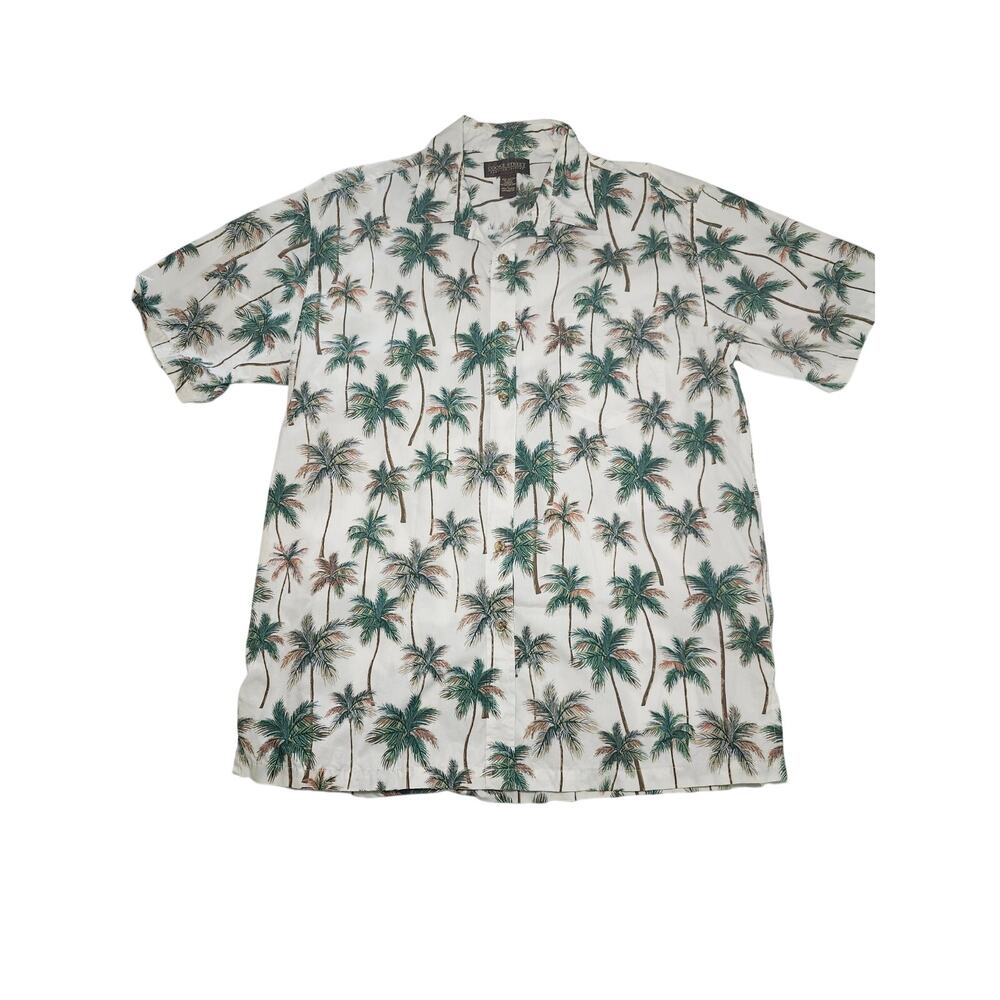 Cooke Street Men's Short Sleeve Hawaiian Shirt White L Cotton Coastal